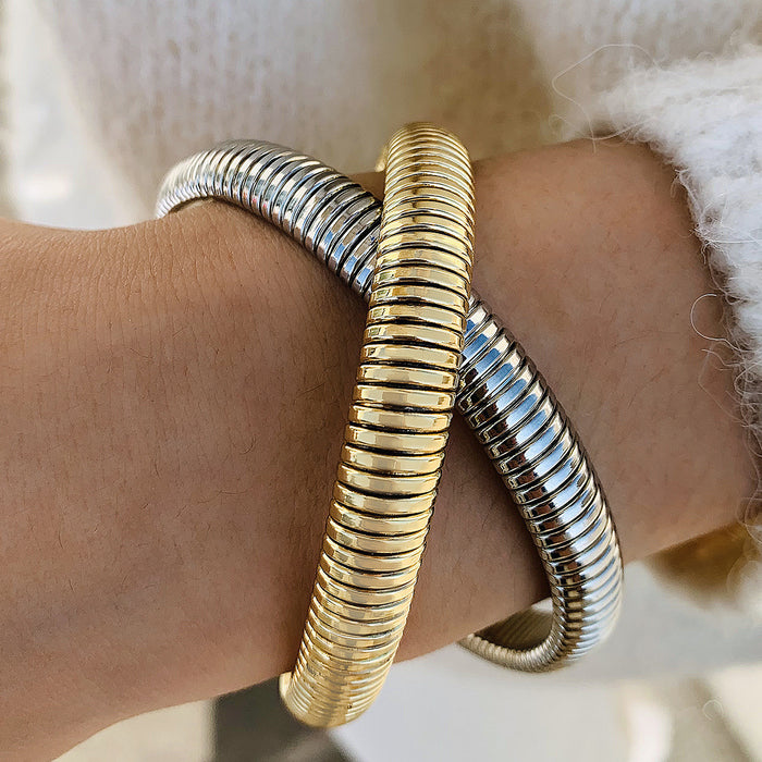 Bold Striped Elastic Bracelet Set - Unique Spring Bangle for Women