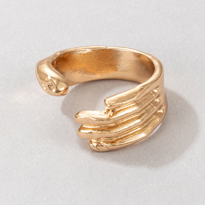 Dark palm hug lizard single ring