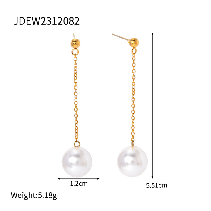 Stainless steel pearl earrings titanium steel earrings 18K gold-plated jewelry