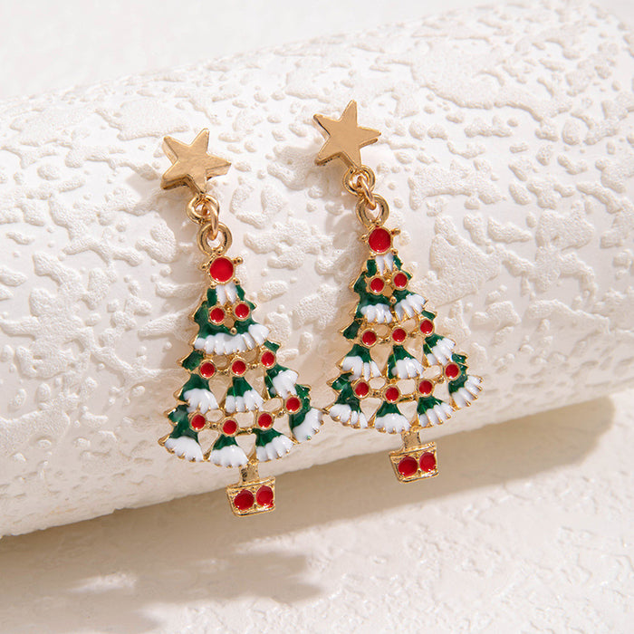 Christmas tree diamond gemstone earrings sequin personality earrings