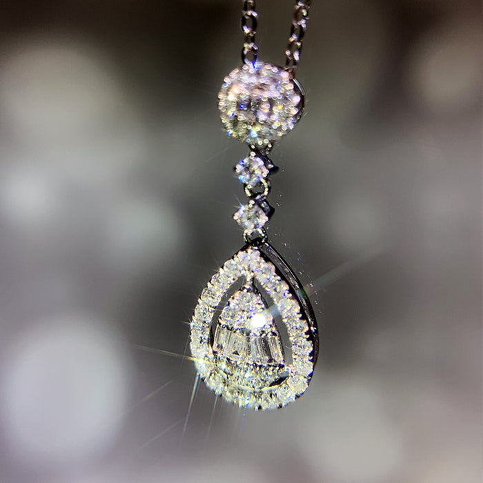 Creative teardrop pear-shaped pendant zircon women's necklace