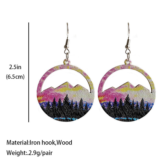 Mountain and River Wooden Earrings