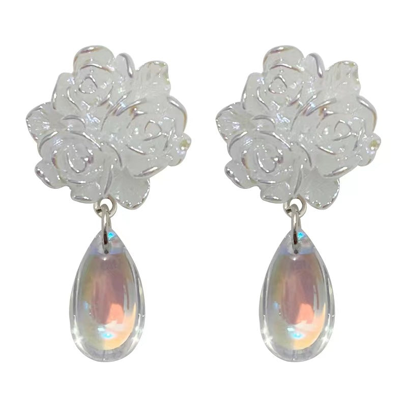 Spring and summer water drop earrings S925 silver needle gentle temperament earrings