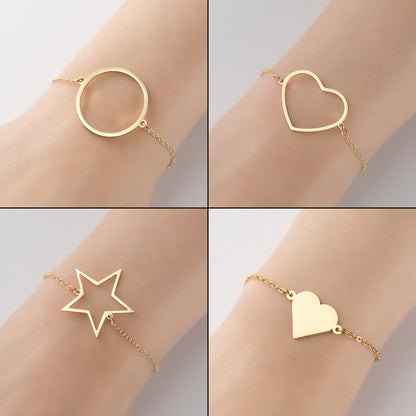 Geometric round five-pointed star bracelet, European and American couple love bracelet ins wholesale