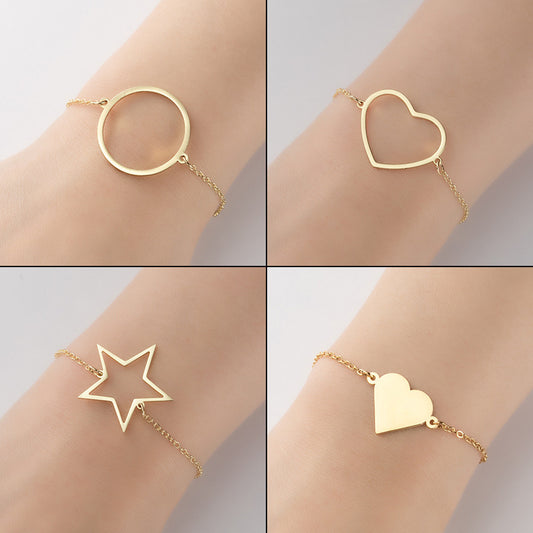 Pulsera geométrica redonda de estrella de cinco puntas, pulsera de amor de pareja europea y americana al por mayor