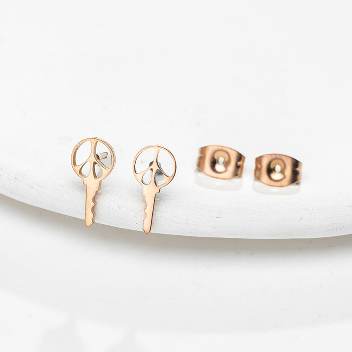 Key Stainless Steel Stud Earrings - Simple and Stylish Geometric Jewelry