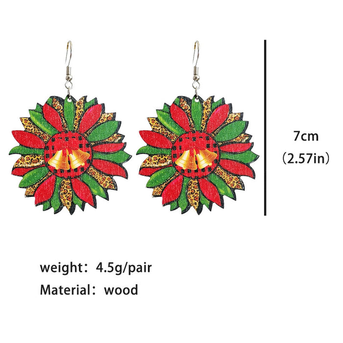 Christmas Earrings with Santa, Rainbow, Sunflower, Plaid, and Leopard Print