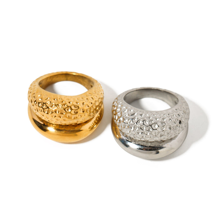 Elegant 18K Gold Plated Stainless Steel Ring with Geometric Design