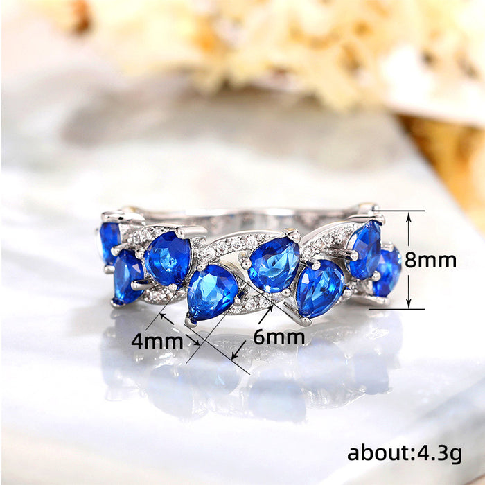 Water drop ring double layer staggered winding ring  hot fashion ring