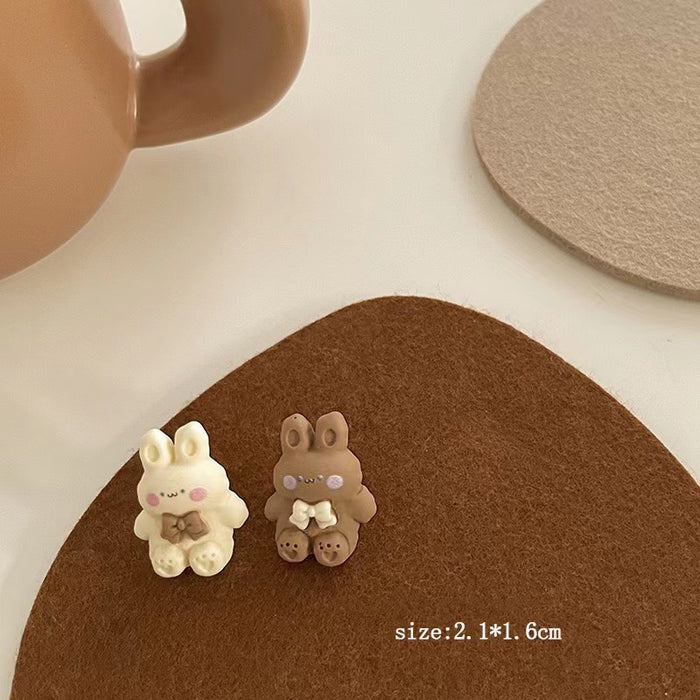 Cartoon bear earrings milk coffee color sweet earrings