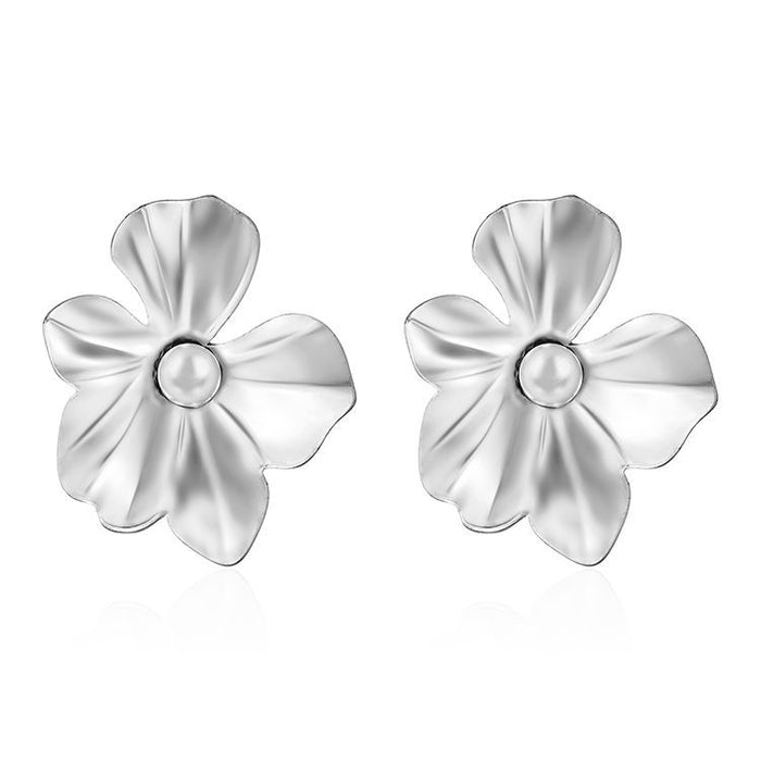 Pearl flower earrings retro luxury 18K earrings