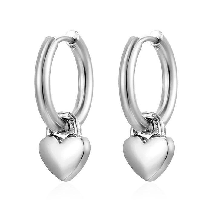 Pendientes de acero inoxidable con forma de corazón de estilo coreano, pendientes de acero de titanio