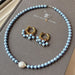 Wholesale Baroque-Shaped Freshwater Pearl Blue Swarovski Pearl Necklace, Bracelet, and Earring Sets - wallojewerly 