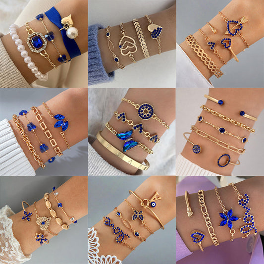 Juego de pulseras de diamantes con inspiración en zafiro: diseño Love Letter