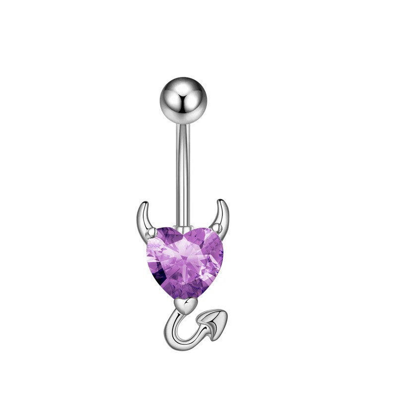 Purple Stainless Steel Butterfly Curved Barbells for Navel - wallojewerly 