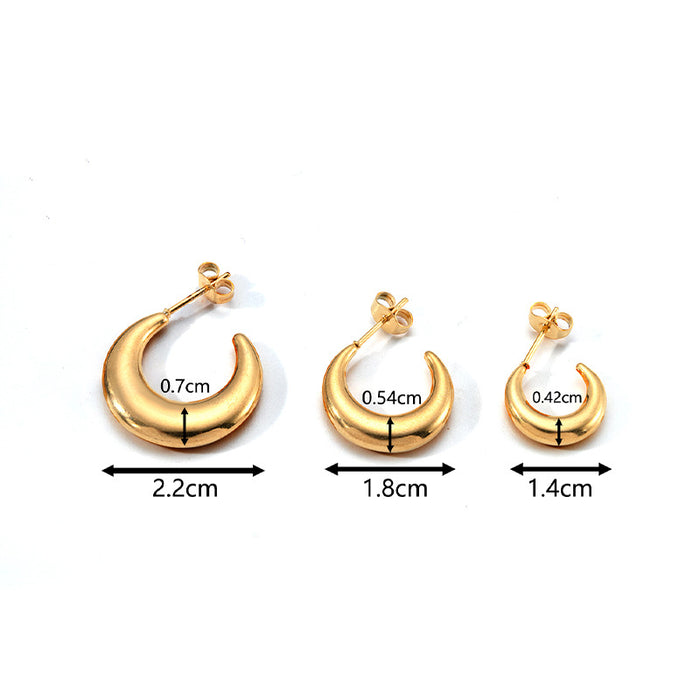 Versatile stainless steel crescent earrings for women 3 pairs set simple titanium steel