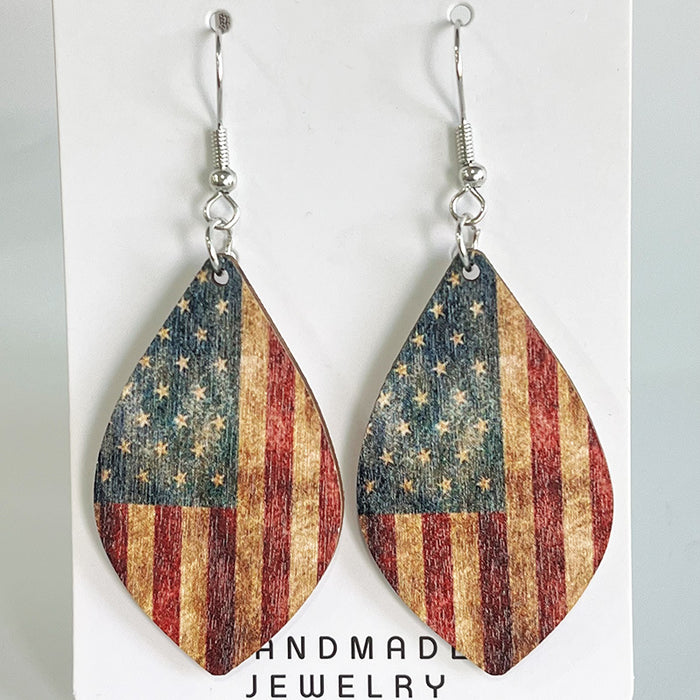 Wooden patriotic Independence Day earrings