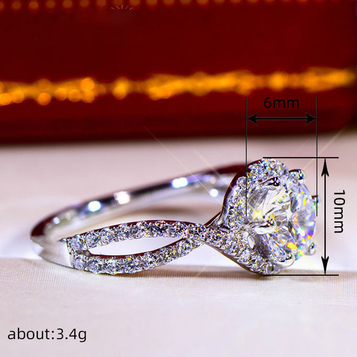 Classic geometric line ring wedding wear inlaid zircon ring fashionable and elegant light luxury accessories