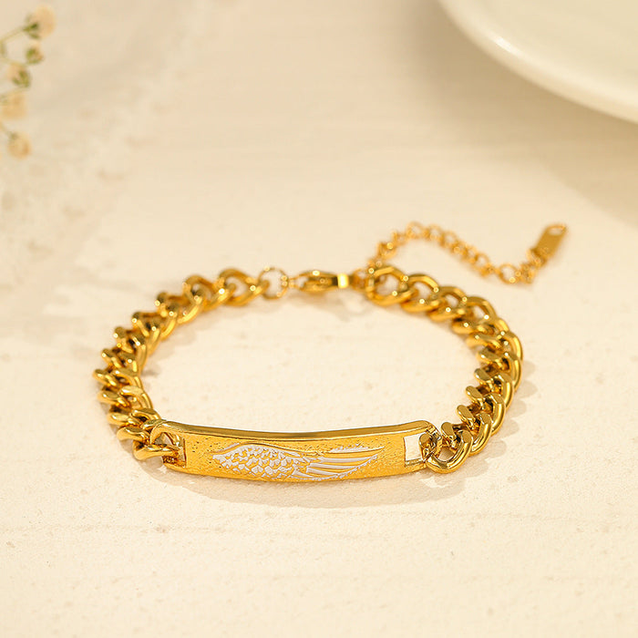 Stainless Steel Gold Plated White Wings Bracelet （Minimo de compra 2） - wallojewerly 