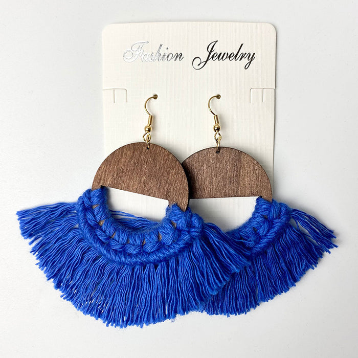 Bohemian Tassel Earrings with Wooden Design for Wedding and Gifts