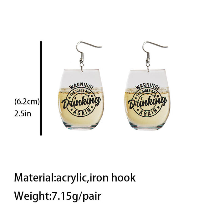 Drink Earrings with Letter, Bee, Whiskey, and Beer Designs