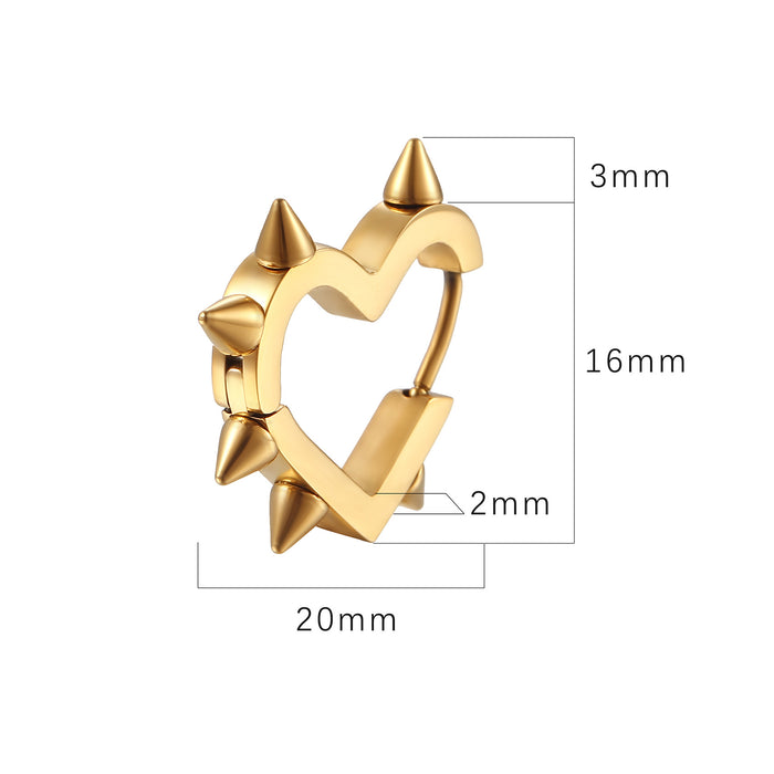 Pendientes de cono en forma de corazón de acero de titanio, pendientes geométricos de acero inoxidable