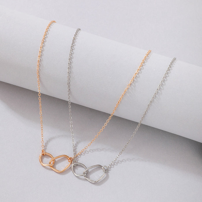 Silver Geometric Pendant Necklace - Minimalist Cold Style Jewelry for Women