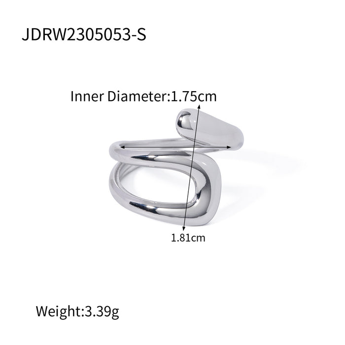 Stainless steel steel color exaggerated open ring