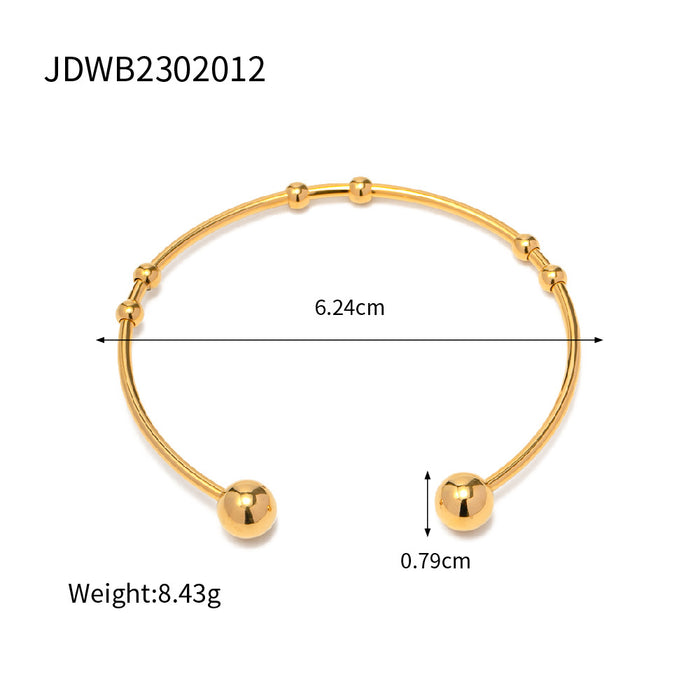 2023 New Trending Design 18K Gold Plated Stainless Steel Non-Fading Round Ball Open Bracelet - Wholesale Jewelry