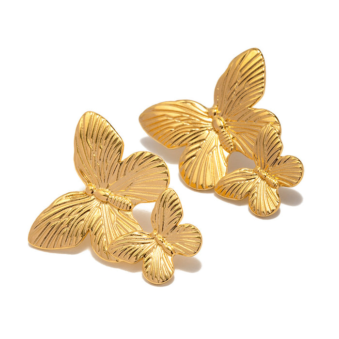 Stainless steel exaggerated earrings butterfly earrings titanium steel