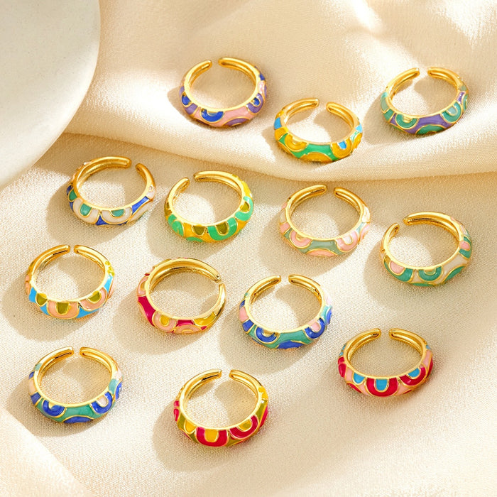 Wholesale colorful enamel leopard print rings