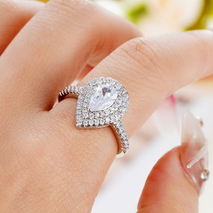 Water drop ring creative shining wedding ring