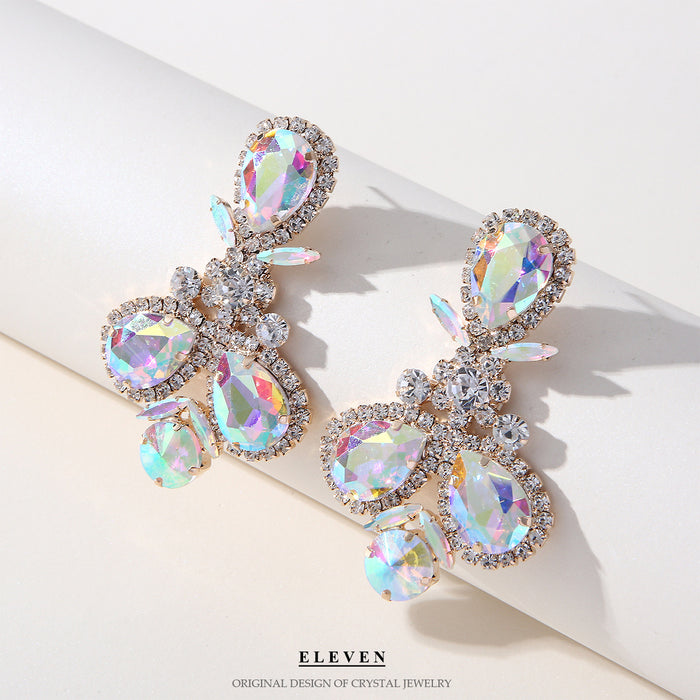 Geometric Zircon Earrings - Colorful Rhinestone Statement Jewelry for a Bold Look - wallojewerly 