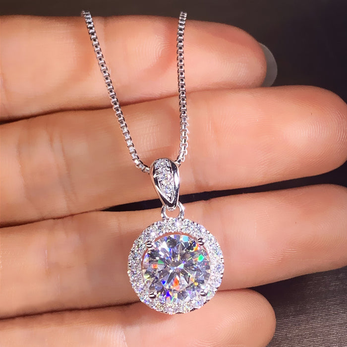 Round Diamond Pendant Necklace Fashion Clavicle Chain Jewelry