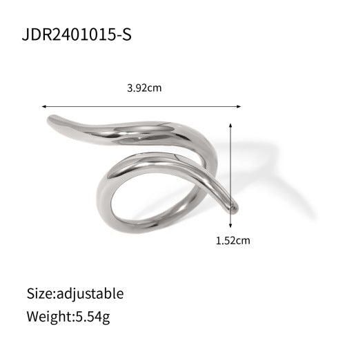 Stainless steel steel color exaggerated open ring