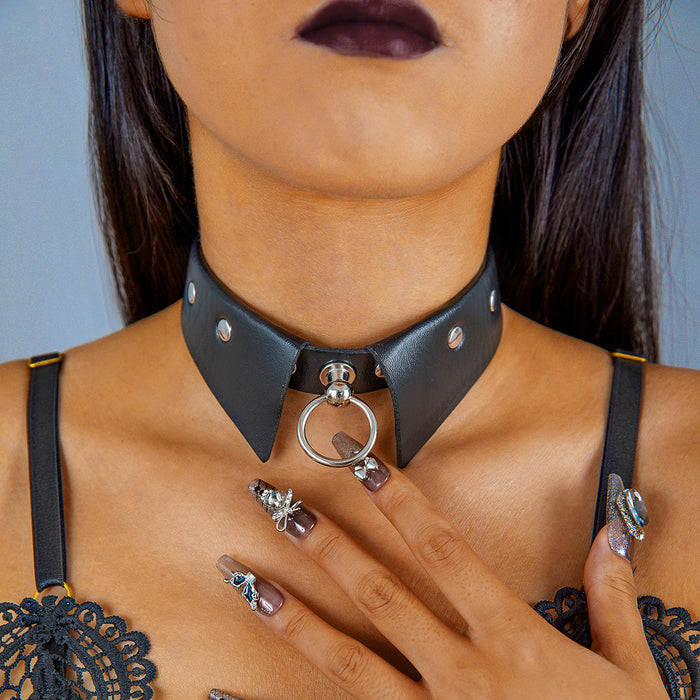 Gothic Punk Velvet Chain Necklace with Metal Choker