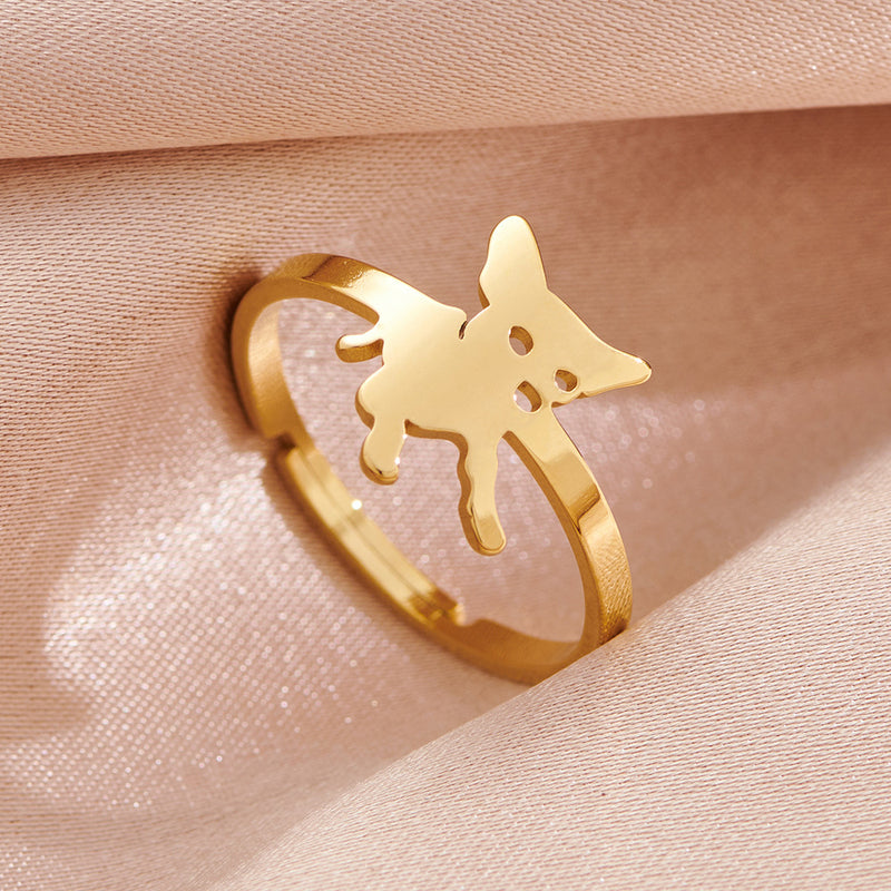 Stainless steel pet dog ring, niche design open animal ring wholesale