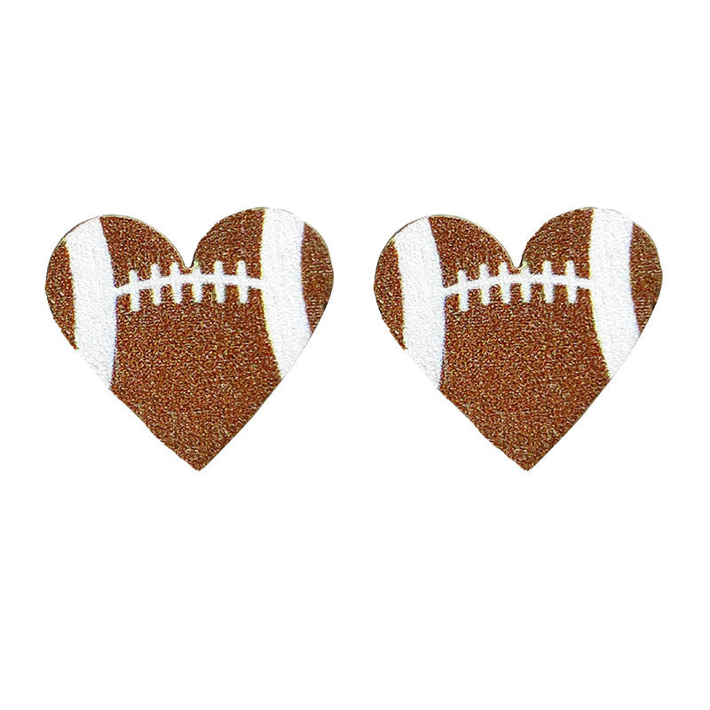 Wooden Rugby Earrings