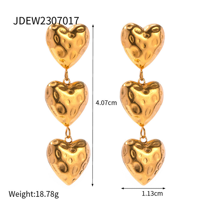 18K Gold Plated Stainless Steel Five Half-Sphere C-Shape Earrings - Fashionable Jewelry