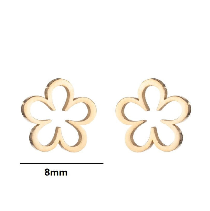 Floral Hollow Stainless Steel Stud Earrings - French-Style Vintage Jewelry - wallojewerly 