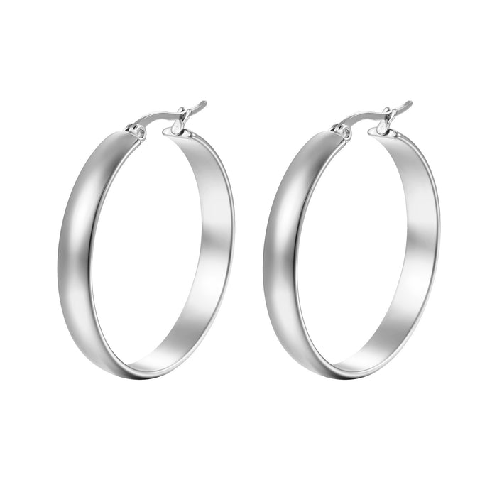 Exaggerated Smooth Stainless Steel Earrings Titanium Steel Round Women's Earrings