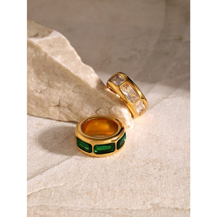 Textured 18K Gold Plated Stainless Steel Ring - Modern and Fashionable