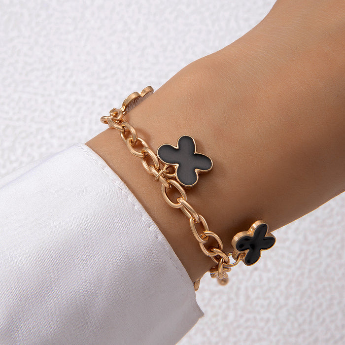 Clover Charm Bracelet Set - Five-Piece Simple Women’s Jewelry