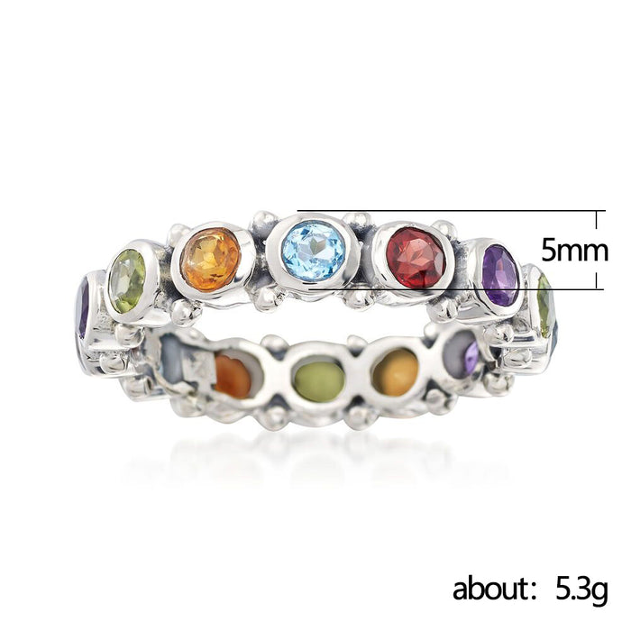 Single row colorful zircon ring for women simple row ring