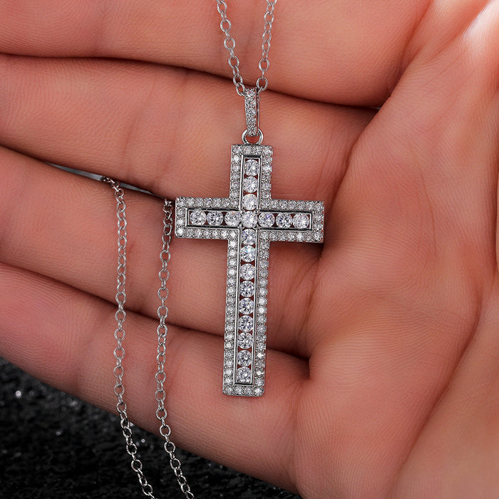 Hip-hop cross zircon necklace geometric full diamond clavicle chain