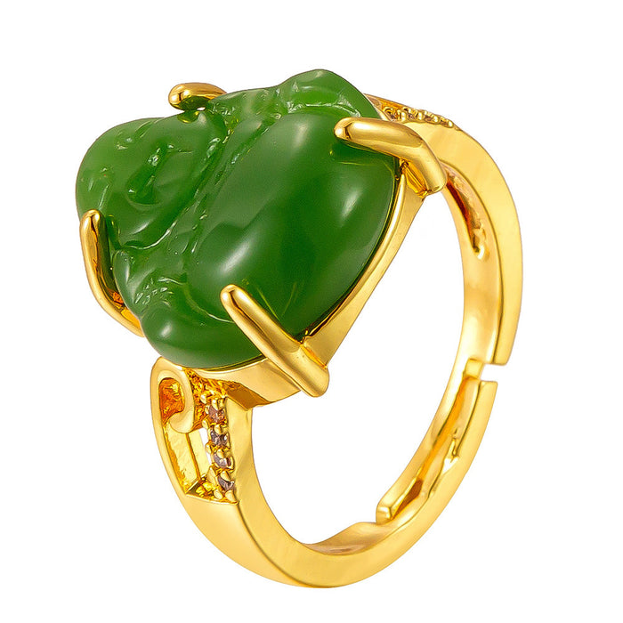 Wholesale 18K gold plated copper Maitreya Buddha open ring