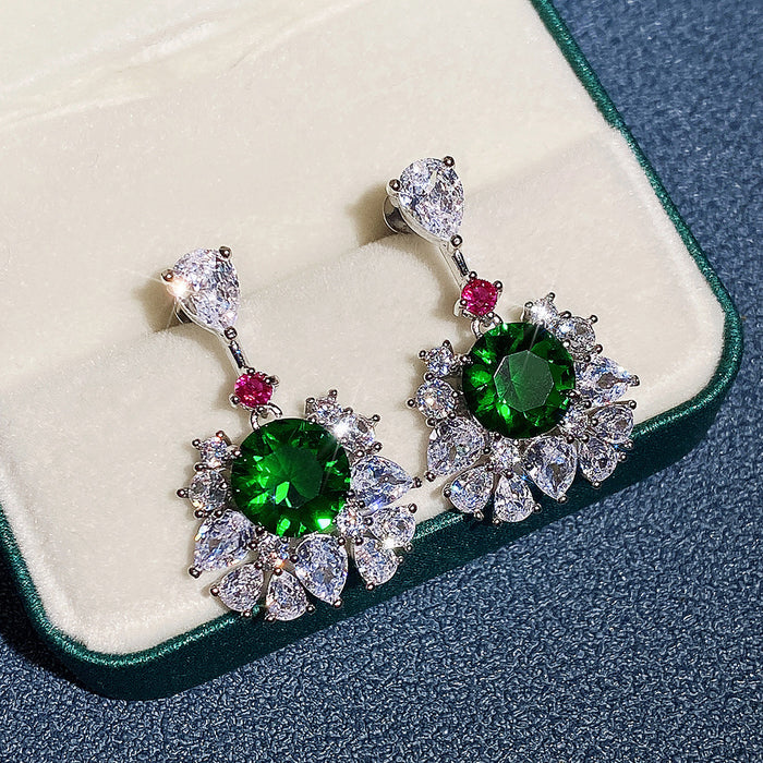 Pendientes de circonita verde esmeralda