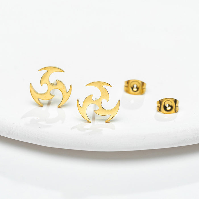 Fire Whirl Stainless Steel Stud Earrings - Spiraling Geometric Jewelry for a Dynamic Look