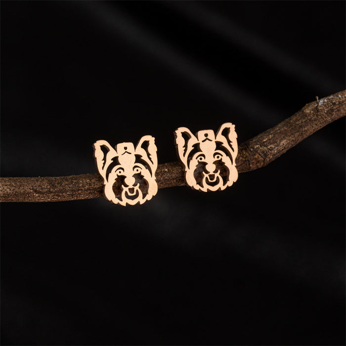 Dog Design Stainless Steel Stud Earrings - Cute and Stylish Animal Jewelry