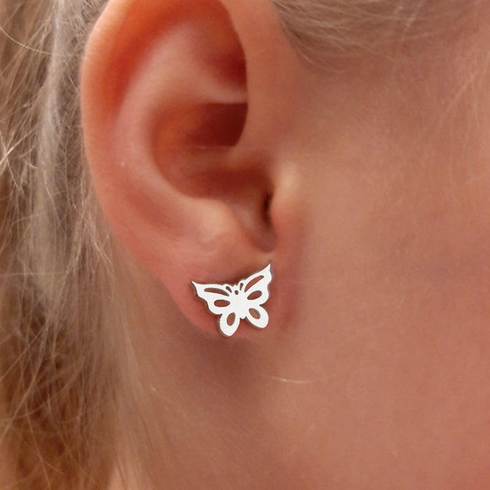 Butterfly Stainless Steel Hollow Stud Earrings - Simple and Elegant Jewelry